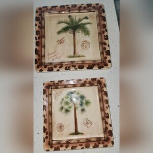 2 piece Palm Tree Square Plates
